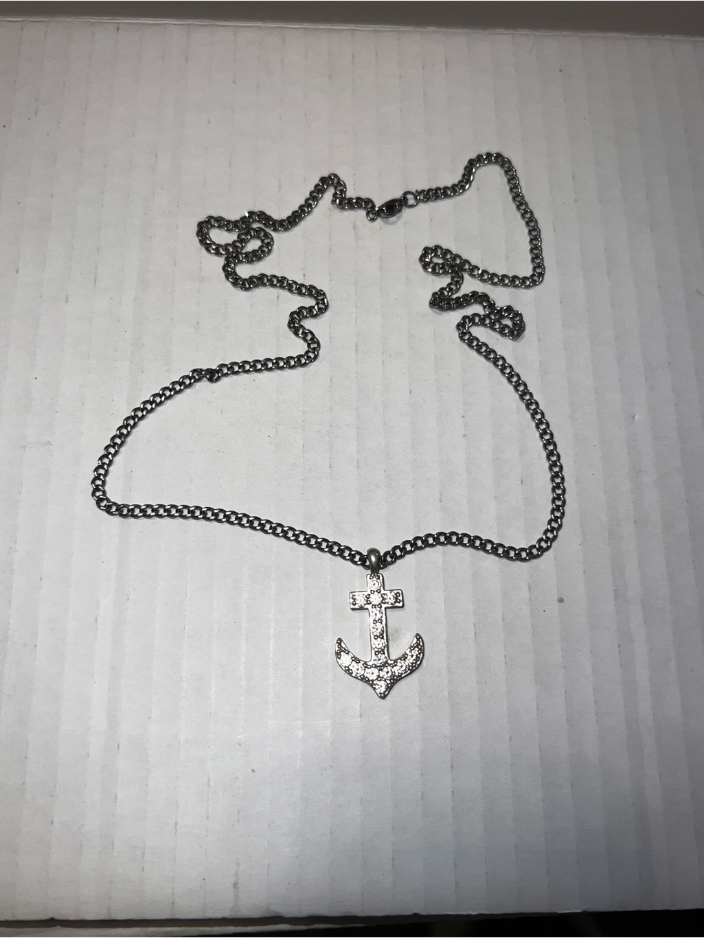 Silver Anchor Pendant Necklace  Sparkling Anchor Charm